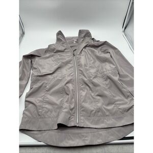Apana Gray Jacket Windbreaker Zip Up Women's Size Medium‎ Rain Coat Hooded
